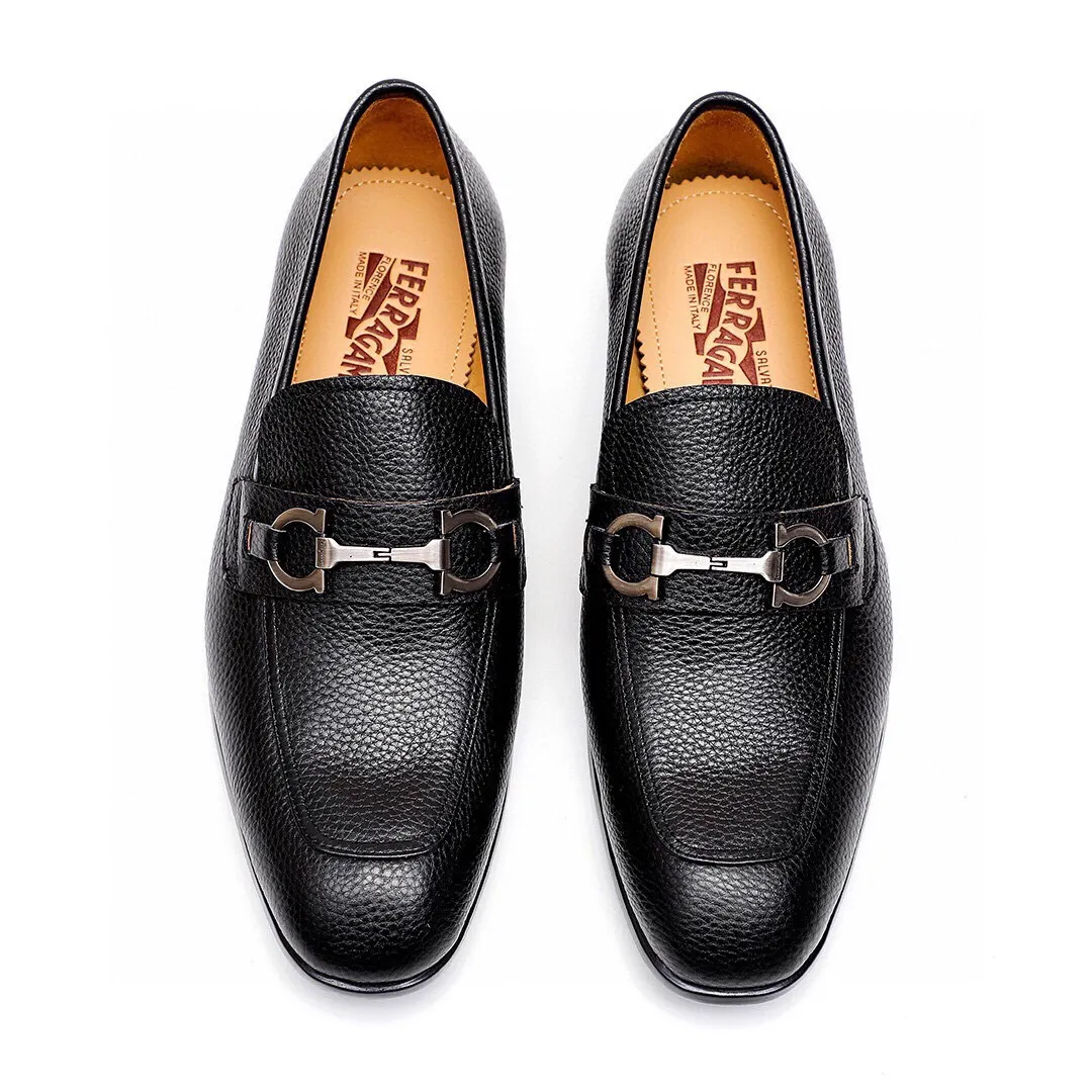 Men's Men's Shoes 💰540 💐[Ferragamo/Ferragamo] New 🐲Ferragamo* Ferragamo classic formal leather shoes! It uses imported first-layer pebbled cowhide leather upper + luxurious hardware buckle, and the inner first-layer comfortable cowhide leather lining! Original rubber outsole! Code number 38-44 (45🉑️customized)